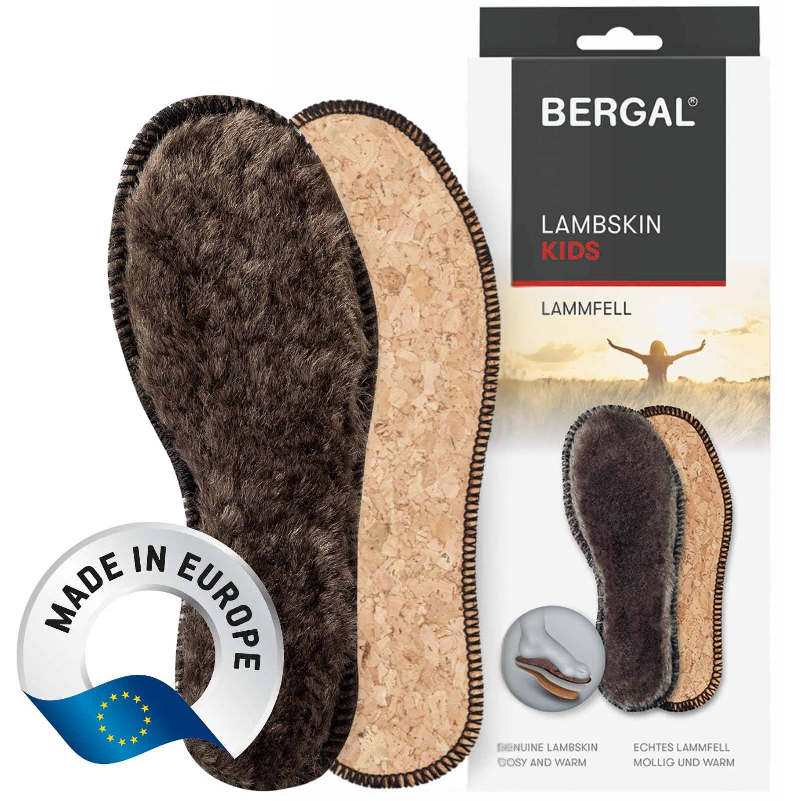 bergal-lambskin-kinder-lammfellsohlen-extra-dickes-schaffell-mit-kork-gr-26-35 image 1