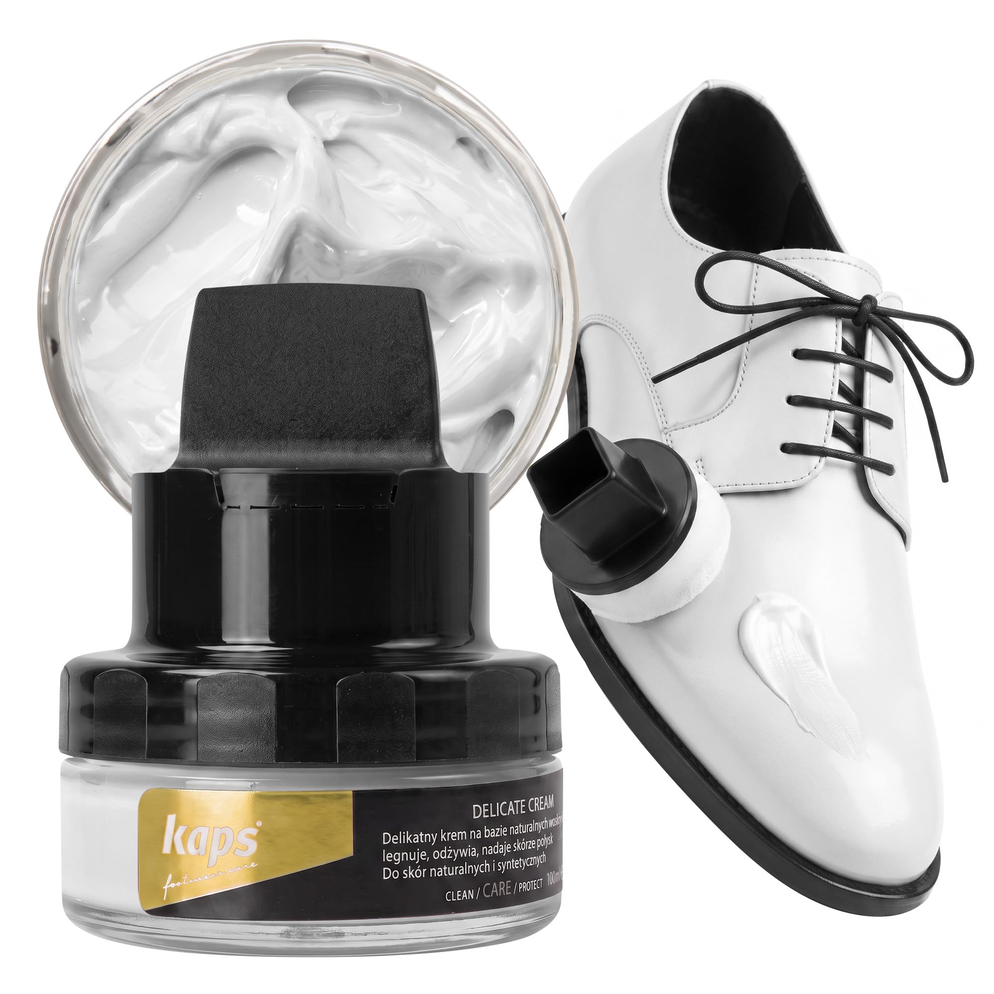kaps-schuhcreme-mit-schwamm-50-ml-glattleder-und-kunstleder-pflege image 1