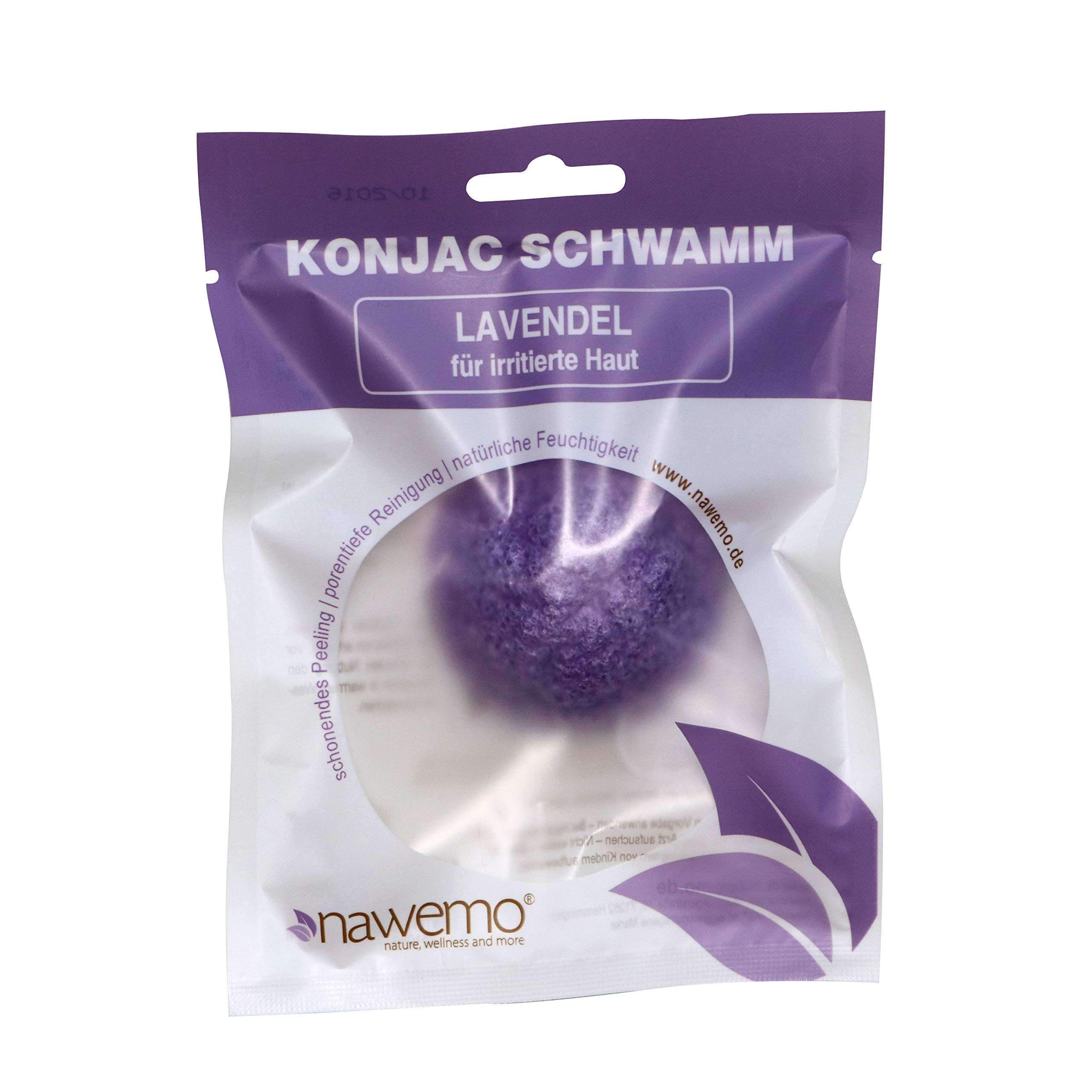 nawemo-konjac-schwamm-lavendel-f-r-gesicht-entz-ndeter-haut image 1