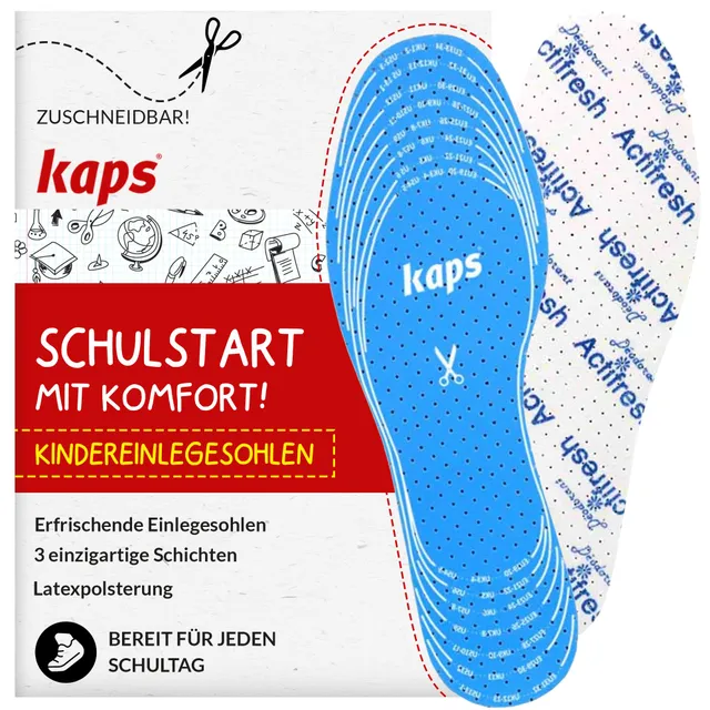 kaps-actifresh-kinder-einlegesohle-zuschneidbare-latexschaum-sohle-eu-19-35 image 1