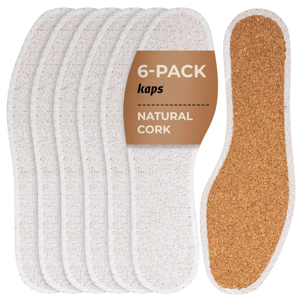 kaps-frottee-kork-einlegesohlen-6-paar-naturkork-schuheinlagen-set-ultraleicht image 1