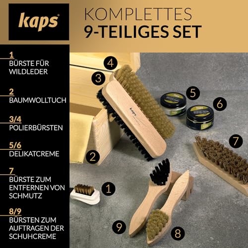 kaps-schuhputzset-f-r-lederschuhe-stiefel-9-teilig-im-kiefernholz-kasten image 8