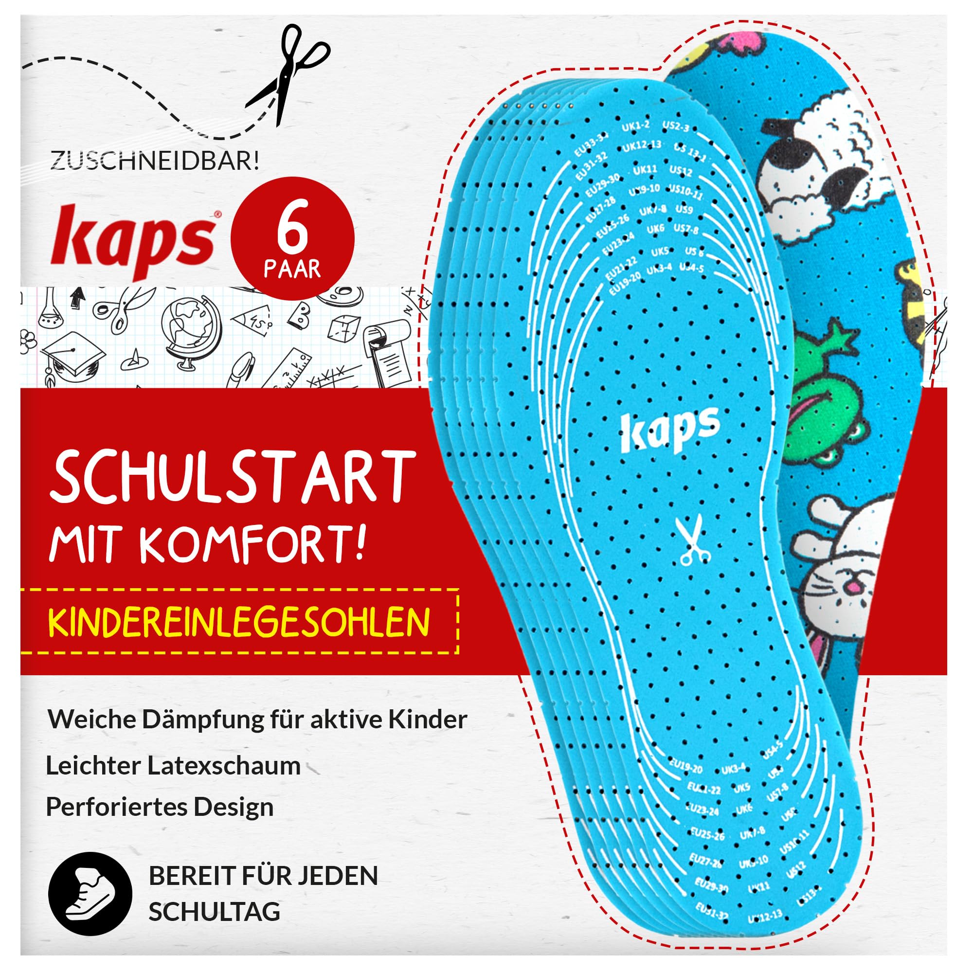 kaps-offspring-einlegesohlen-kinder-zuschneidbar-6-paar image 1