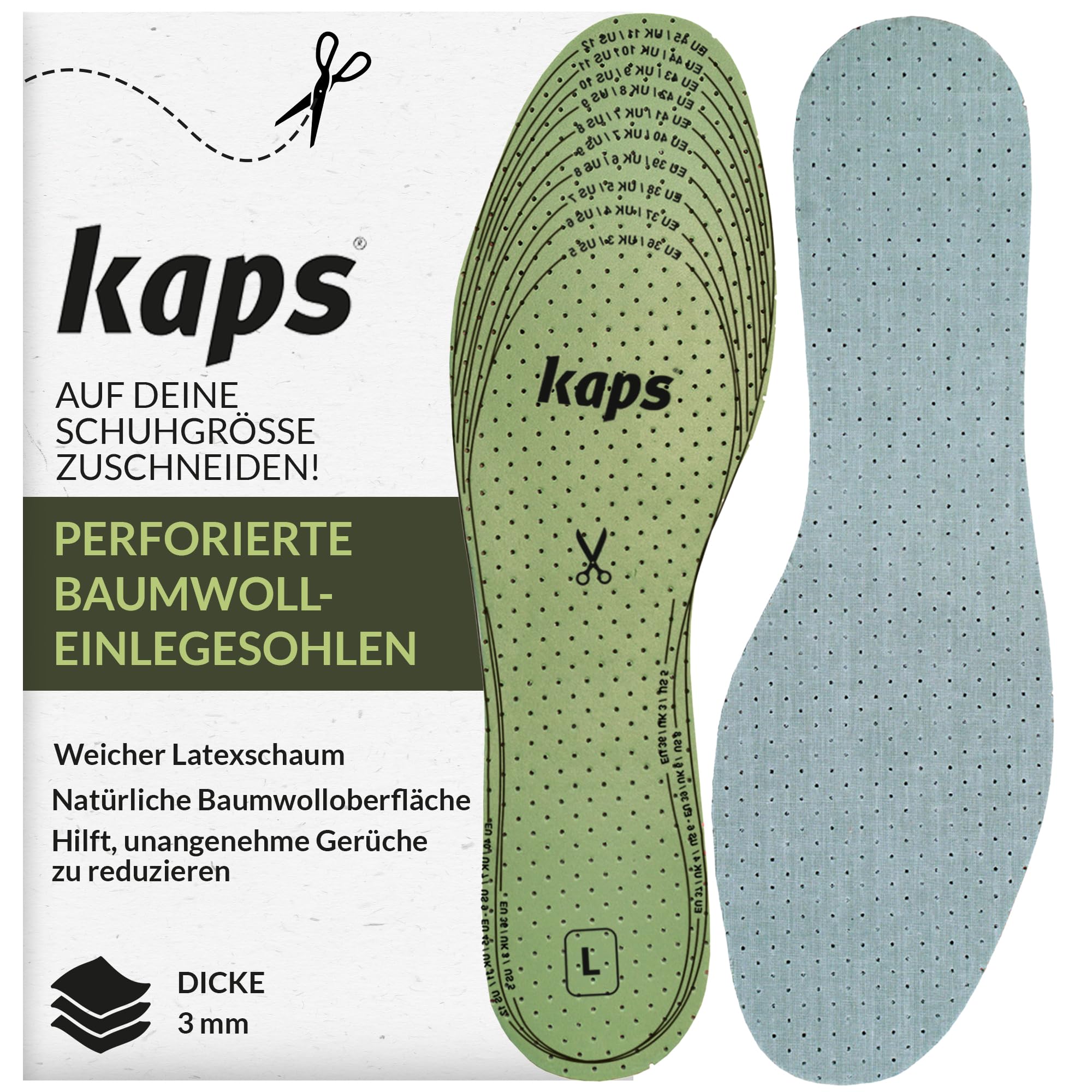 kaps-soft-latex-einlegesohlen-3-mm-baumwolle-zum-zuschneiden-bis-46 image 1