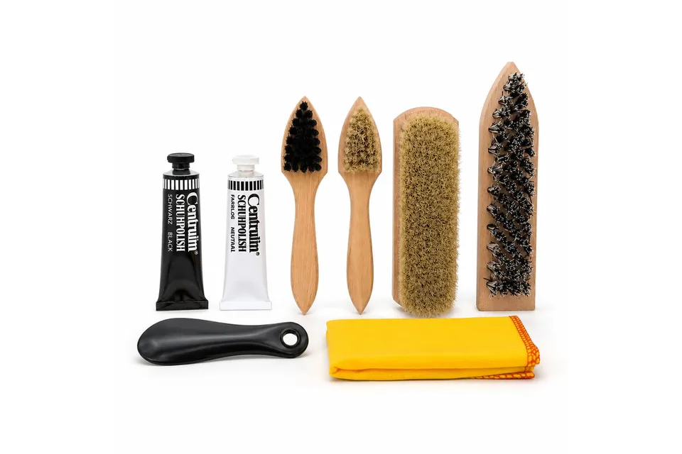 ringelspitz-schuhputzset-8-teilig-schuhpflege-set-mit-b-rsten-creme image 1