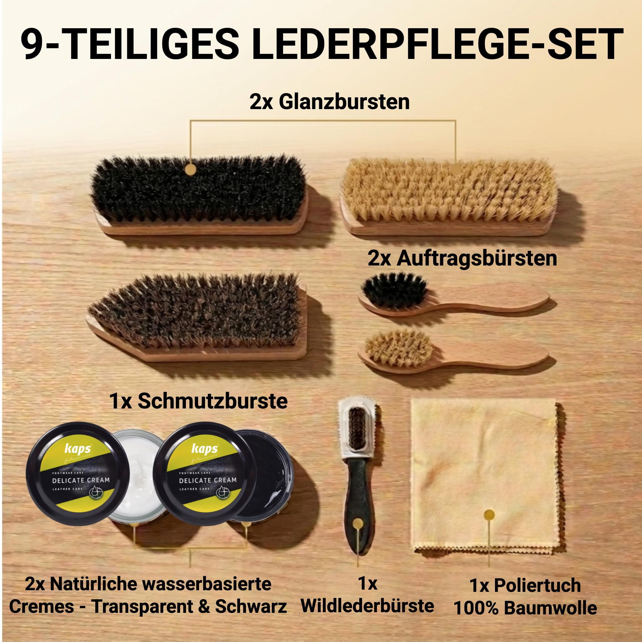 kaps-napoli-schuhpflegeset-9-teilig-f-r-glattleder-mit-schuhcreme-und-b-rsten image 2