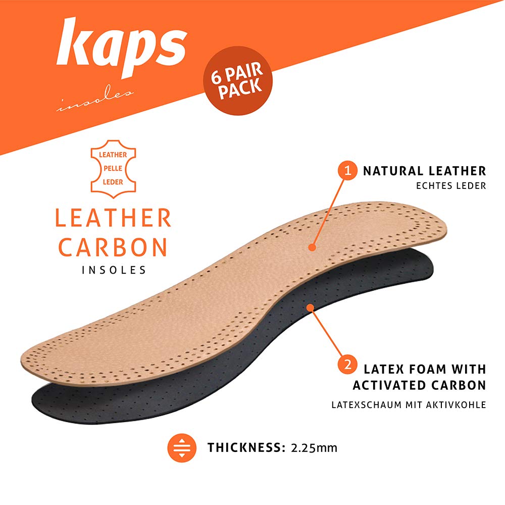 kaps-leather-carbon-einlagen-leder-aktivkohle-6-paar-gr-36 image 2