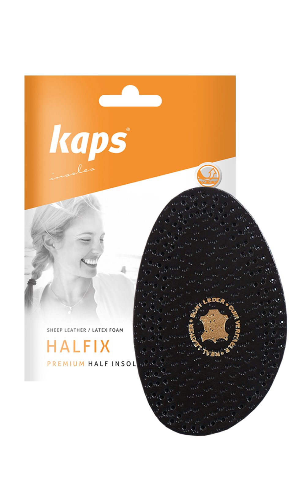 kaps-halfix-halbsohle-aus-leder-latex-halbe-einlegesohle-2er-pack-beige-schwarz image 2