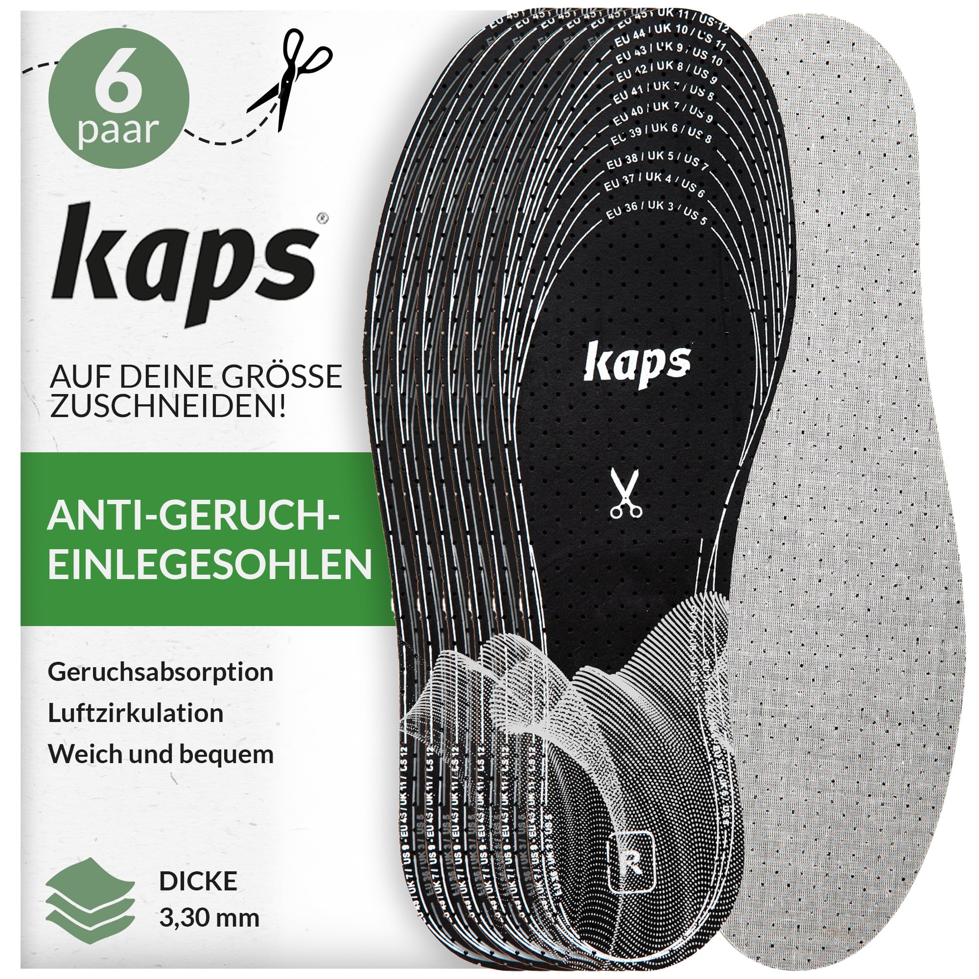 kaps-einlegesohlen-herren-aktivkohle-zuschneidbar-6-paar image 1