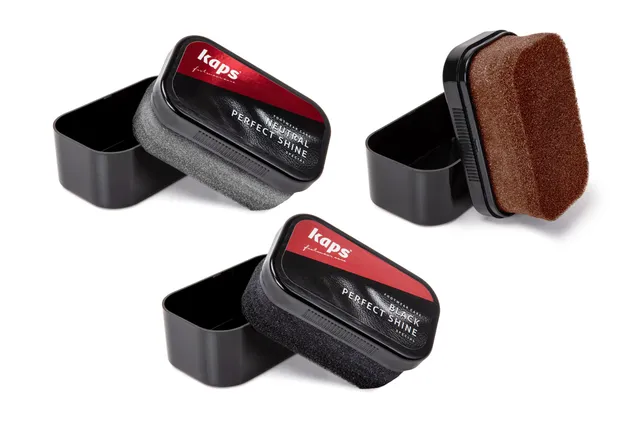 kaps-perfect-shine-schuhputzschwamm-3er-set-schwarz-braun-farblos-f-r-glattleder image 1