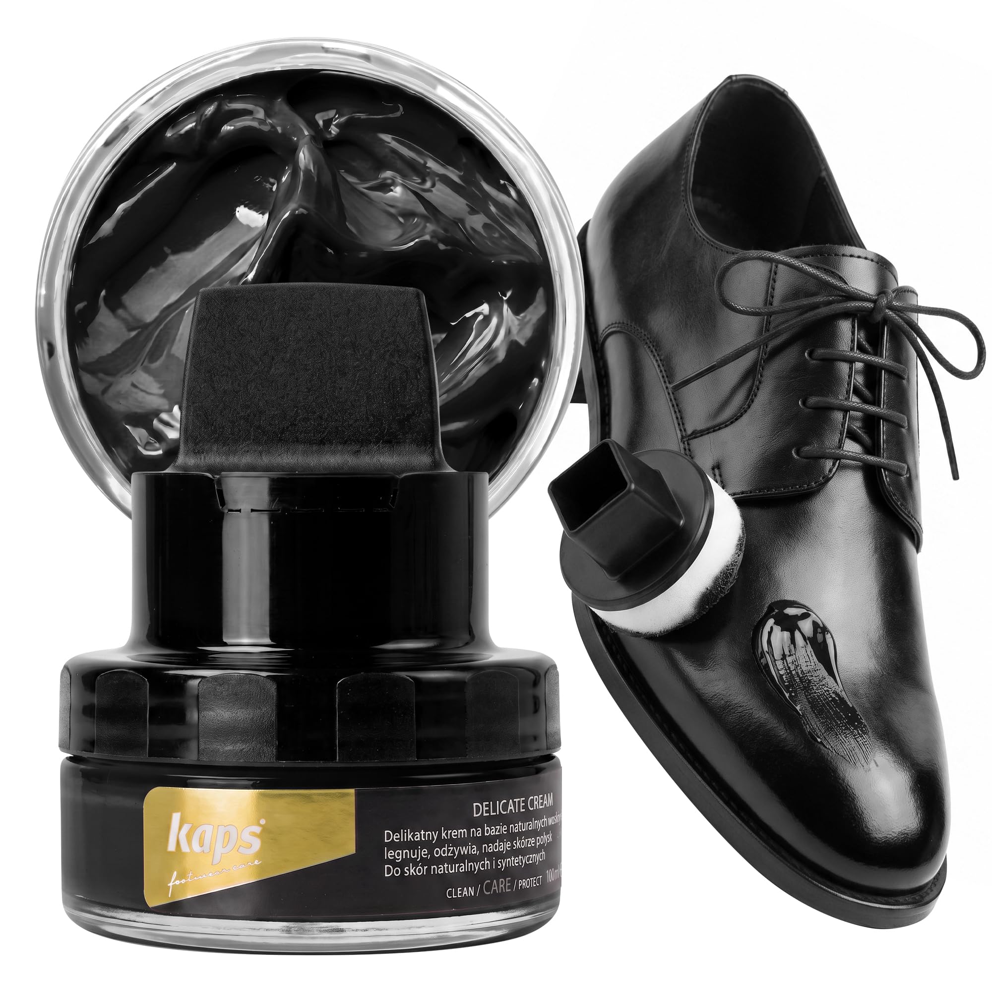 kaps-schuhcreme-mit-schwamm-50-ml-glattleder-und-kunstleder-pflege image 8