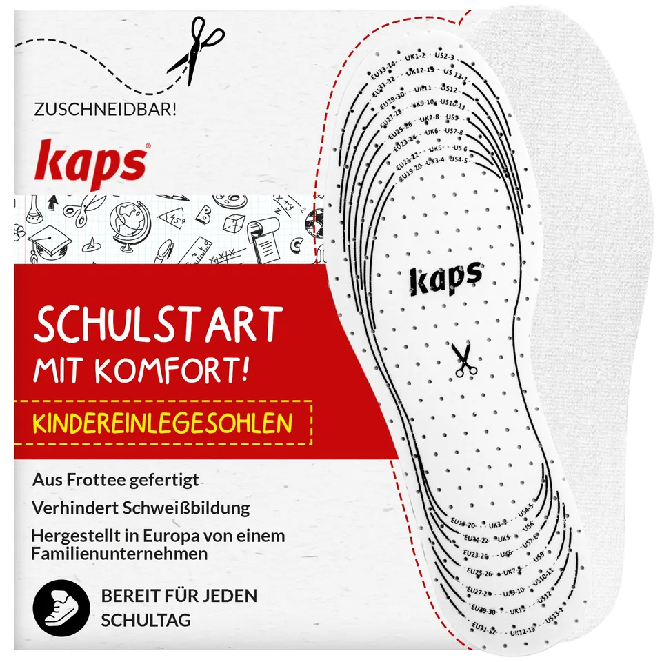 kaps-kinder-einlegesohlen-baumwollfrottee-zuschneidbar-bis-eu-35 image 1